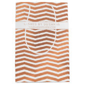 バラモダンゴールドフォイルシボロンオンホワイト企業の ミディアムペーパーバッグ (正面)