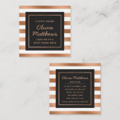 バラモダンゴールドフォイルストライプズ豪華 スクエア名刺 (正面/裏面)