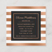 バラモダンゴールドフォイルストライプズ豪華 スクエア名刺 (裏面)