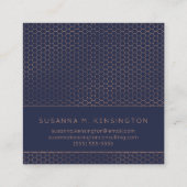 バラモダンゴールドフォイルネイビーブルージオメトリックビジネス スクエア名刺 (裏面)