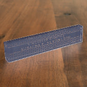 バラモダンゴールドフォイルネイビーブルージオメトリック六角 デスクネームプレート (側面)