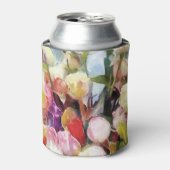 バラモダンチューリップ花束：抽象芸術油彩画 缶クーラー (缶正面)