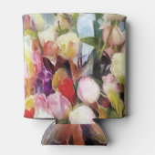 バラモダンチューリップ花束：抽象芸術油彩画 缶クーラー (裏面)