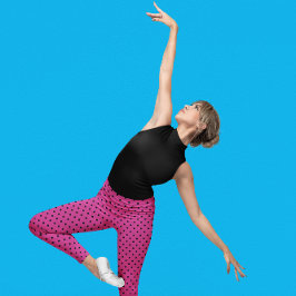 バラモダンバイオレットと黒のドット レギンス