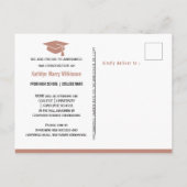 バラモダンピンクアーチミニマル写真卒業 案内ポストカード (裏面)