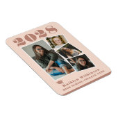 バラモダンピンクスクリプトコラージュ卒業4写真 マグネット (右側)