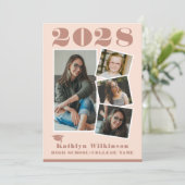 バラモダンピンクスクリプト4フォトコラージュ卒業 案内状 (スタンド正面)