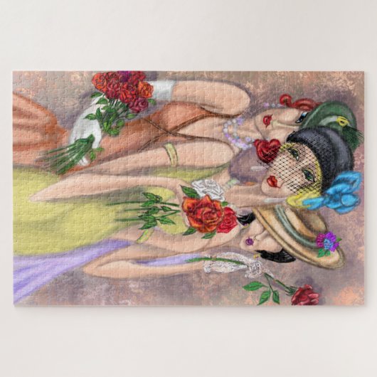 バラモダン付きレディースパズル-ヴィンテージスタイル ジグソーパズル (横)