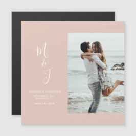 バラモダン赤面植物結婚式の日付を保存 マグネット招待状