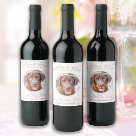 バラモダン金ゴールドありがとう犬フォトペットズ結婚ス ワインラベル