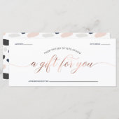 バラモダン金ゴールドおよびネイビーブルーギフト証明書 (正面/裏面)