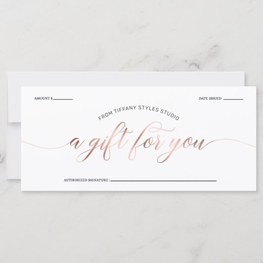 バラモダン金ゴールドおよびネイビーブルーギフト証明書 (正面)