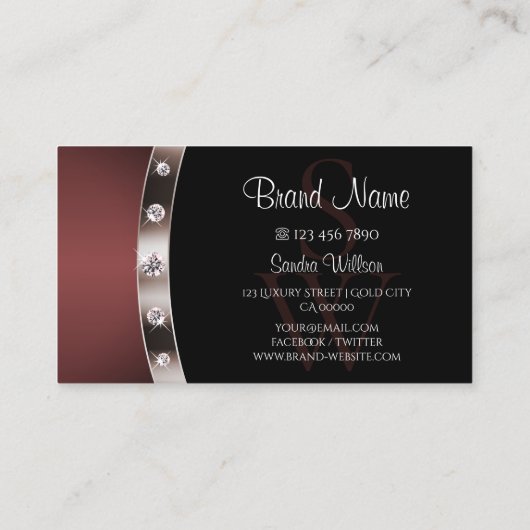 バラモダン金ゴールドとブラックとモノグラムダイヤモンド 名刺 (裏面)