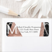 バラモダン金ゴールドと大理石モノグラムアドレス ラベル (インサイチュ)