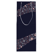 バラモダン金ゴールドの雪片波が青く見える ワインギフトバッグ (裏面)