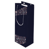 バラモダン金ゴールドの雪片波が青く見える ワインギフトバッグ (正面アングル)