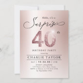 バラモダン金ゴールドアダルトサプライズ40歳の誕生日 招待状 (正面)