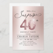 バラモダン金ゴールドアダルトサプライズ40歳の誕生日 招待状 (正面/裏面)