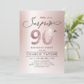 バラモダン金ゴールドアダルトサプライズ90歳の誕生日 招待状 (スタンド正面)
