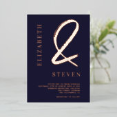 バラモダン金ゴールドアンパサンドはphoto'sと結婚名付ける 箔招待状 (立ち正面)