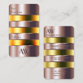 バラモダン金ゴールドガラスオレンジ液およびモノグラム 名刺 (正面/裏面)