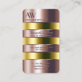 バラモダン金ゴールドガラスオレンジ液およびモノグラム 名刺 (裏面)