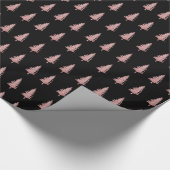 バラモダン金ゴールドクリスマスツリーオンブラック ラッピングペーパー (角)