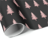 バラモダン金ゴールドクリスマスツリーオンブラック ラッピングペーパー (ロールコーナー)