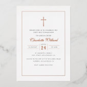 バラモダン金ゴールドクロスガールズファースト聖餐式 箔招待状 (正面)