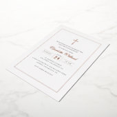 バラモダン金ゴールドクロスガールズファースト聖餐式 箔招待状 (回転した状態)