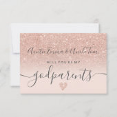 バラモダン金ゴールドグリッターは私の代親バプテスマ 招待状 (正面)