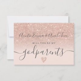 バラモダン金ゴールドグリッターは私の代親バプテスマ 招待状