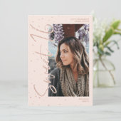 バラモダン金ゴールドグリッタースクリプト4枚の写真Sweet 16 招待状 (スタンド正面)