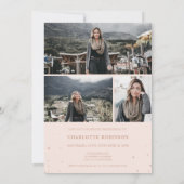 バラモダン金ゴールドグリッタースクリプト4枚の写真Sweet 16 招待状 (裏面)