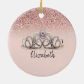 バラモダン金ゴールドグリッタードリップスグラデーションティアラ セラミックオーナメント (裏面)