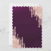 バラモダン金ゴールドグリッタードリップスブルガンディースウィート16 招待状 (裏面)