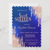 バラモダン金ゴールドグリッタードリップスブルースウィート16 招待状 (正面)