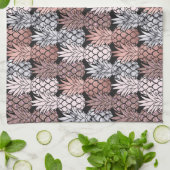 バラモダン金ゴールドグリッターピンクパイナップルパターン キッチンタオル (折り畳み)