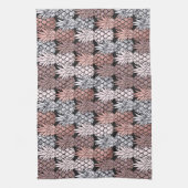 バラモダン金ゴールドグリッターピンクパイナップルパターン キッチンタオル (縦)