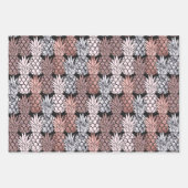 バラモダン金ゴールドグリッターピンクパイナップルパターン ラッピングペーパーシート (正面)