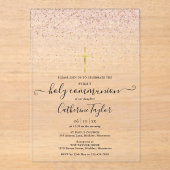 バラモダン金ゴールドグリッターファーストホーリーコミュニオン アクリル招待状 (正面)