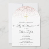 バラモダン金ゴールドグリッターファーストホーリーコミュニオン 招待状 (正面)