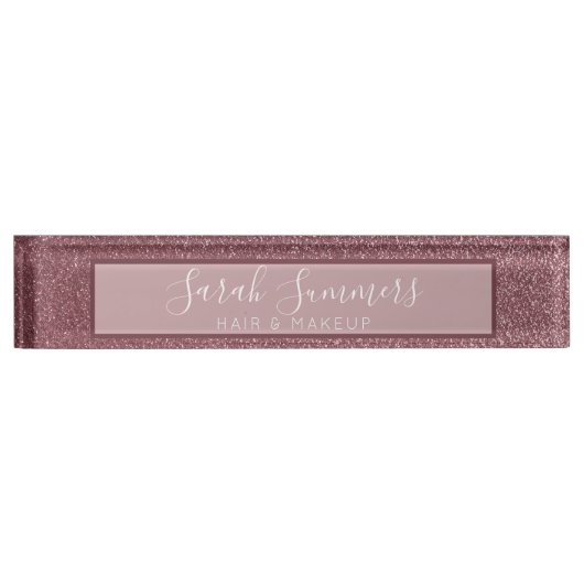バラモダン金ゴールドグリッターヘアサロンメイクアップアーティスト デスクネームプレート (正面)