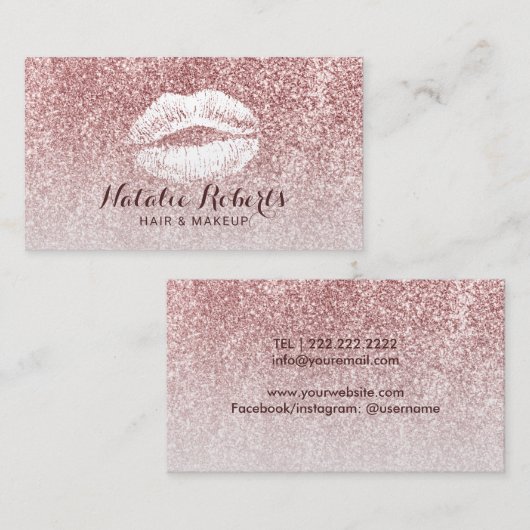 バラモダン金ゴールドグリッターメイクアップアーティストヘアサロン 名刺 (正面/裏面)