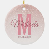 バラモダン金ゴールドグリッターモノグラムイニシャルガーリー セラミックオーナメント (裏面)