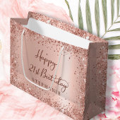 バラモダン金ゴールドグリッターモノグラム21歳の誕生日 ラージペーパーバッグ
