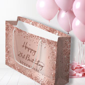 バラモダン金ゴールドグリッターモノグラム21歳の誕生日 ラージペーパーバッグ