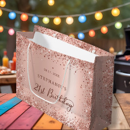 バラモダン金ゴールドグリッターモノグラム21歳の誕生日 ラージペーパーバッグ