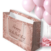 バラモダン金ゴールドグリッターモノグラム50th誕生日 ラージペーパーバッグ