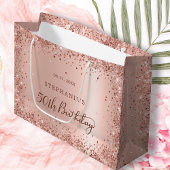 バラモダン金ゴールドグリッターモノグラム50th誕生日 ラージペーパーバッグ